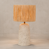 Togo Terrazzo Table Lamp with Raffia Shade – Natural