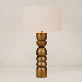 Totem Table Lamp with Linen Shade – Gold