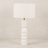 Totem Table Lamp with Linen Shade – White