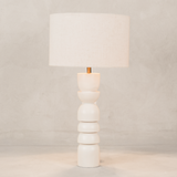 Totem Table Lamp with Linen Shade – White