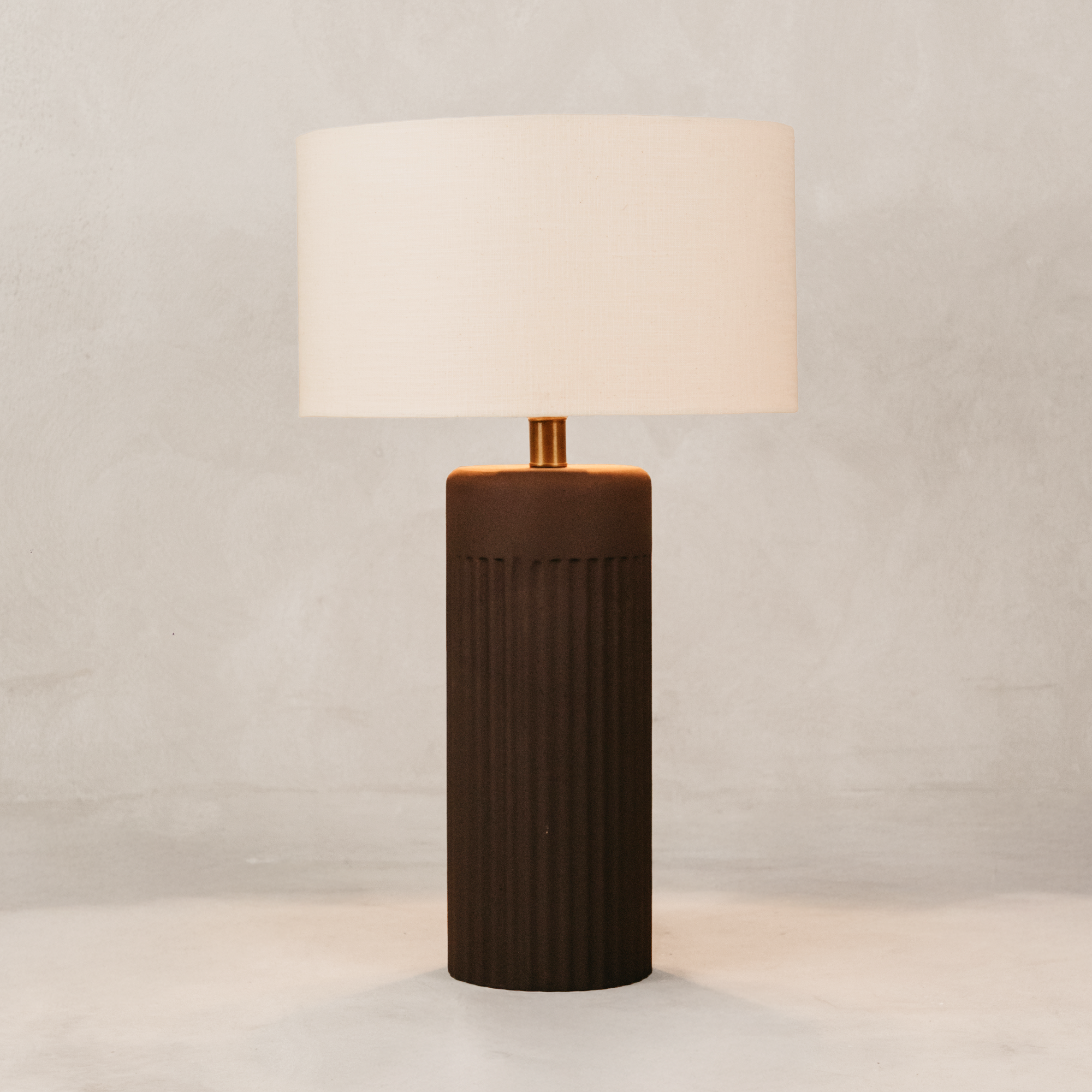 Ukhokho Table Lamp with Linen Shade – Chocolate