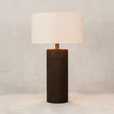 Ukhokho Table Lamp with Linen Shade – Chocolate