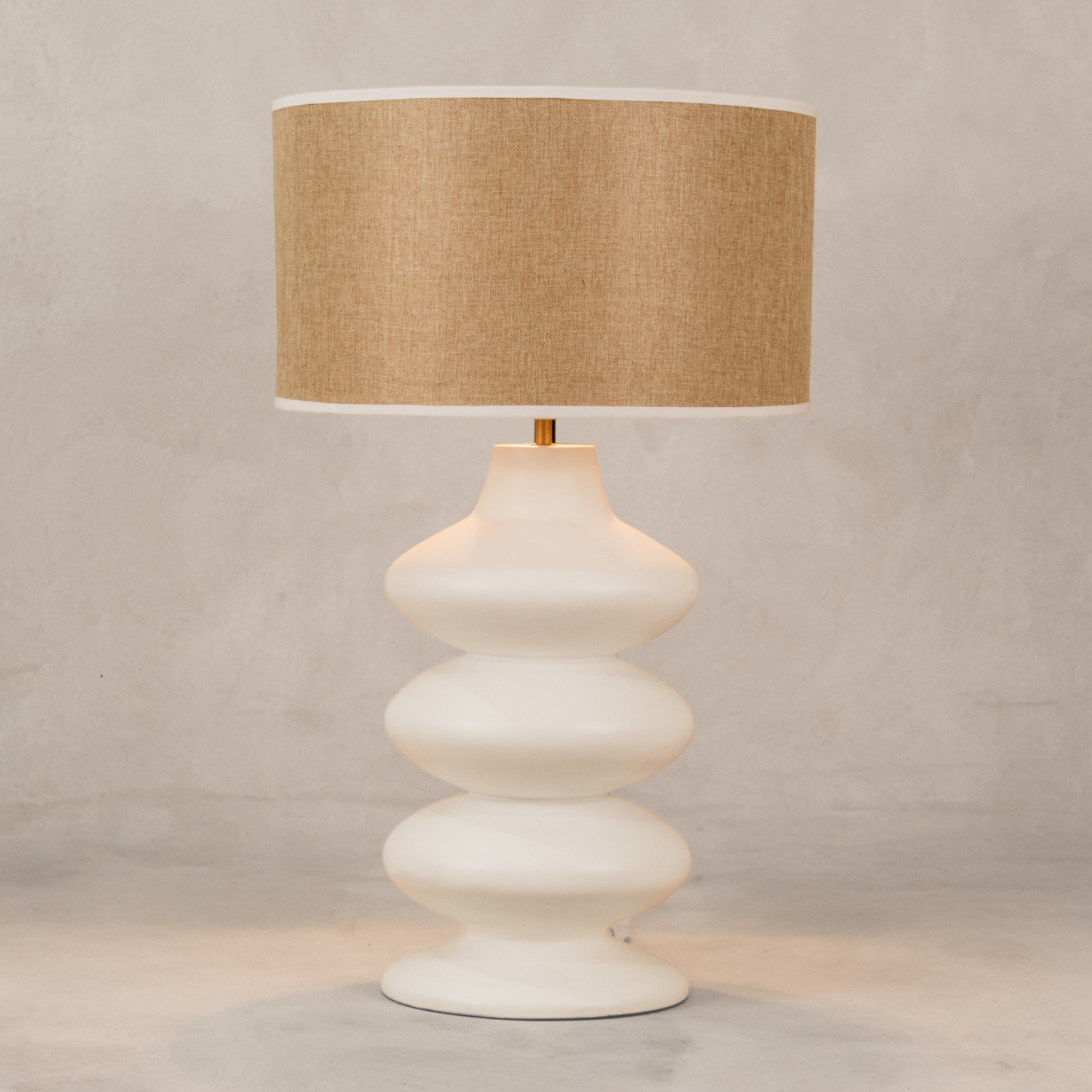 Yoruba Table Lamp with Linen Shade – White
