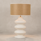 Yoruba Table Lamp with Linen Shade – White