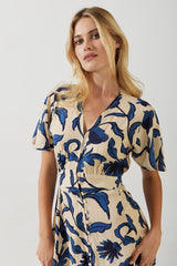 Sadie Maxi Dress in Delft Botanical