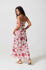 Zara Midi Dress in Fuschia Botanical