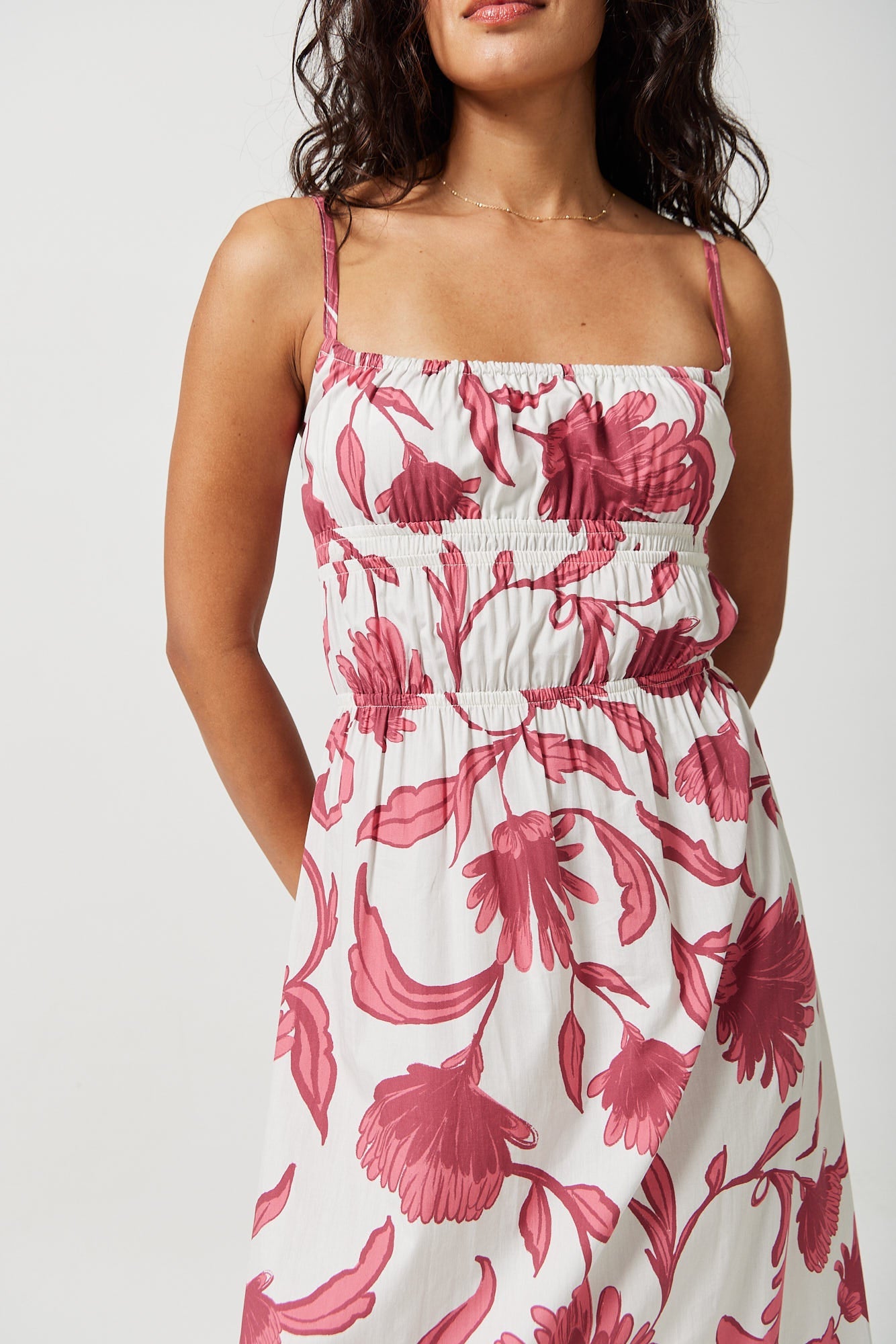 Zara Midi Dress in Fuschia Botanical