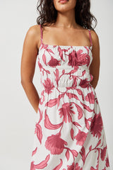 Zara Midi Dress in Fuschia Botanical