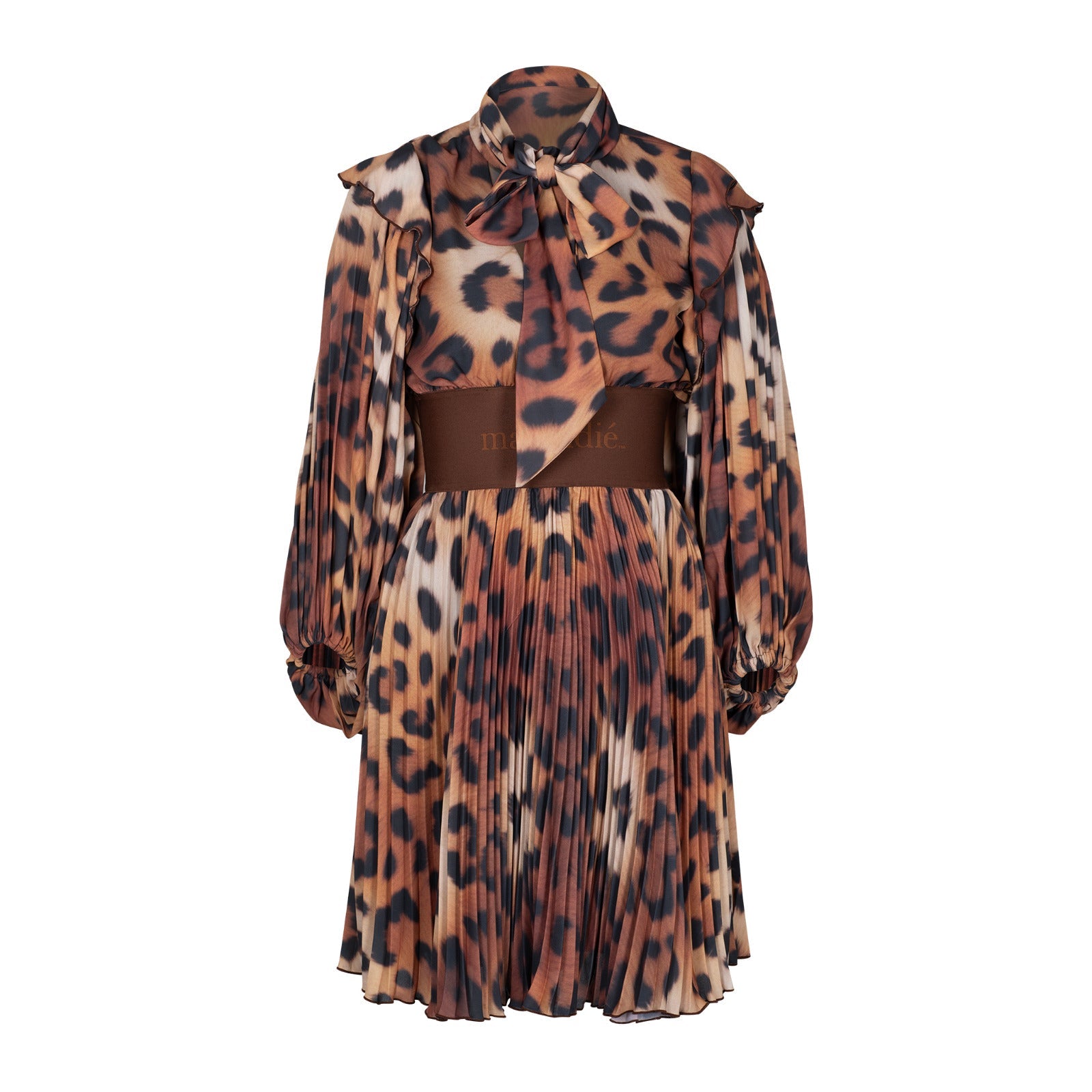 Malondie Leopard Print Pleated Dress