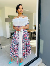 Jamala White Multicolor Pleat Dress