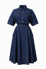Atlas Denim Shirt and Skirt Matching Set