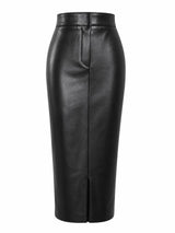 Sable Form Faux Leather Pencil Skirt