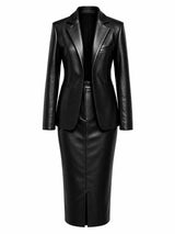Sable Form Faux Leather Pencil Skirt