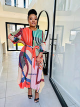 Veronika Nude Multicolour Pleat Dress