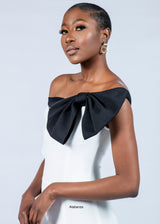 Lulu White and Black Bow Dress Bandage Dress