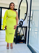 Uzuri Yellow Pleat Dress
