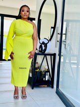 Uzuri Yellow Pleat Dress