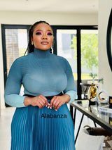 Zari Turquoise Ombre Pleat Set