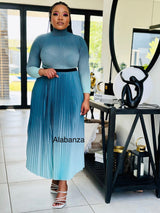 Zari Turquoise Ombre Pleat Set