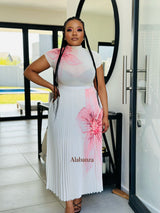 Zuri Cream Pink Floral Pleat Set