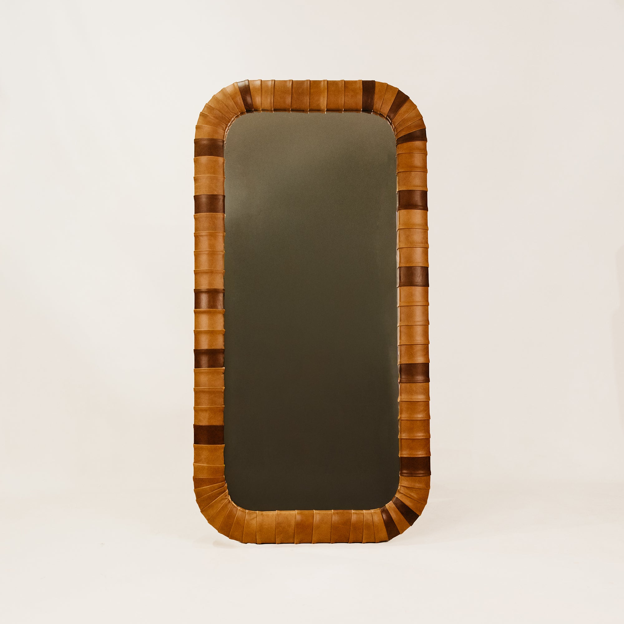 Igbo Leather Standing Mirror – Tan