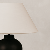 Indebe Ribbed Table Lamp with Tapered Linen Shade – Charcoal