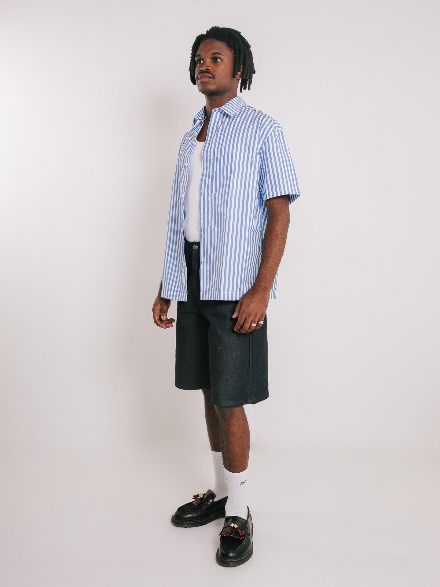 Blue Stripe Button Up