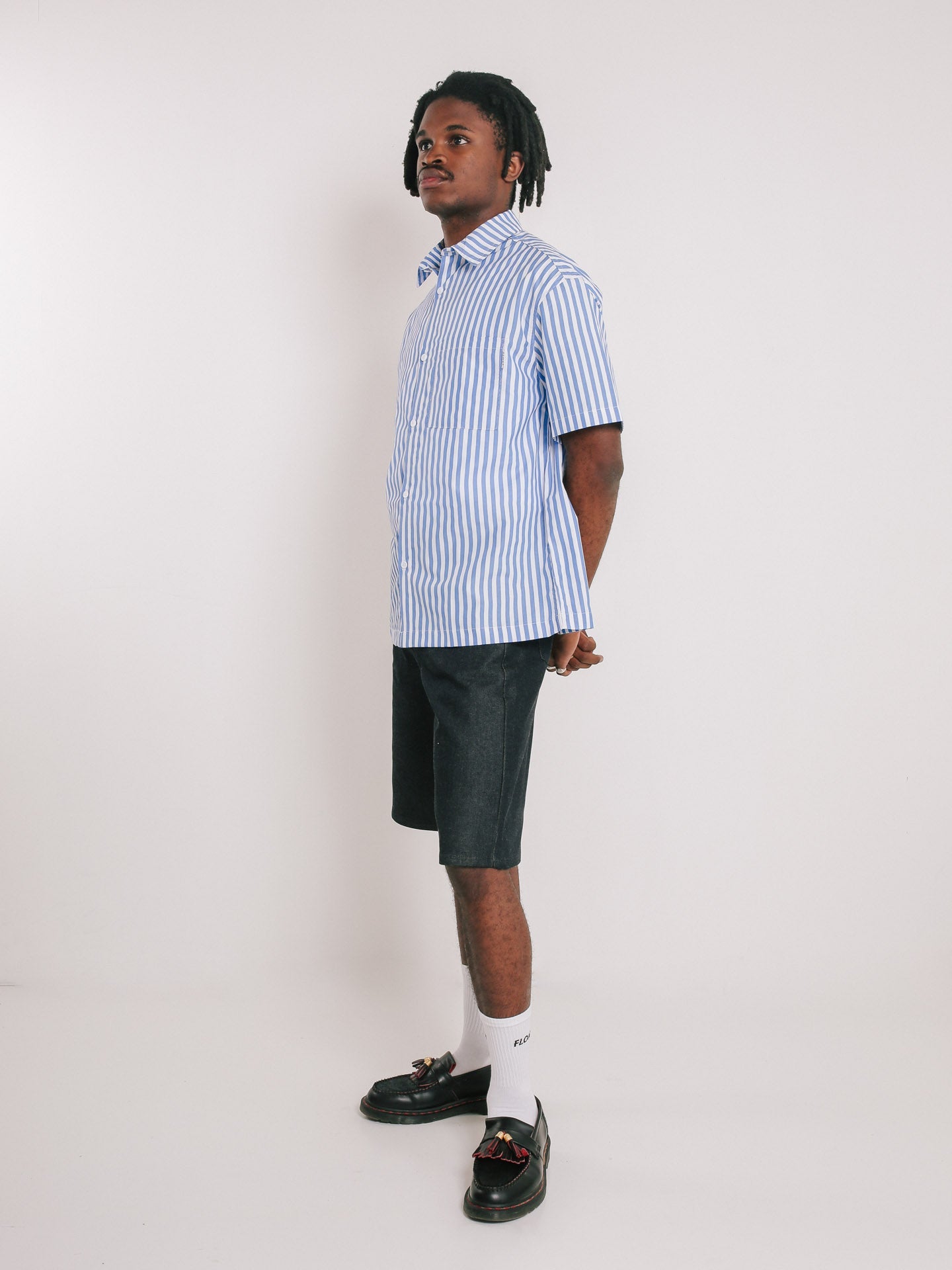Blue Stripe Button Up