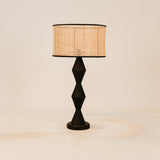 Mopani Table Lamp with Grid Weave Shade – Black