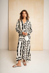Shift Shirt Dress - Black & White Geo
