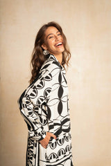 Shift Shirt Dress - Black & White Geo