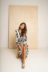 Shift Shirt Dress - Black & White Geo