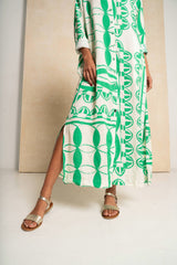 Shift Shirt Dress - Green & White Geo