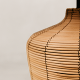 Lamu Cane Table Lamp with Linen Shade – Natural