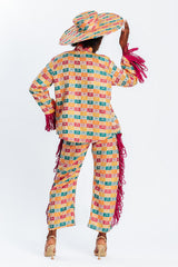 Malondie Summer Blocks Side Fringe Pants
