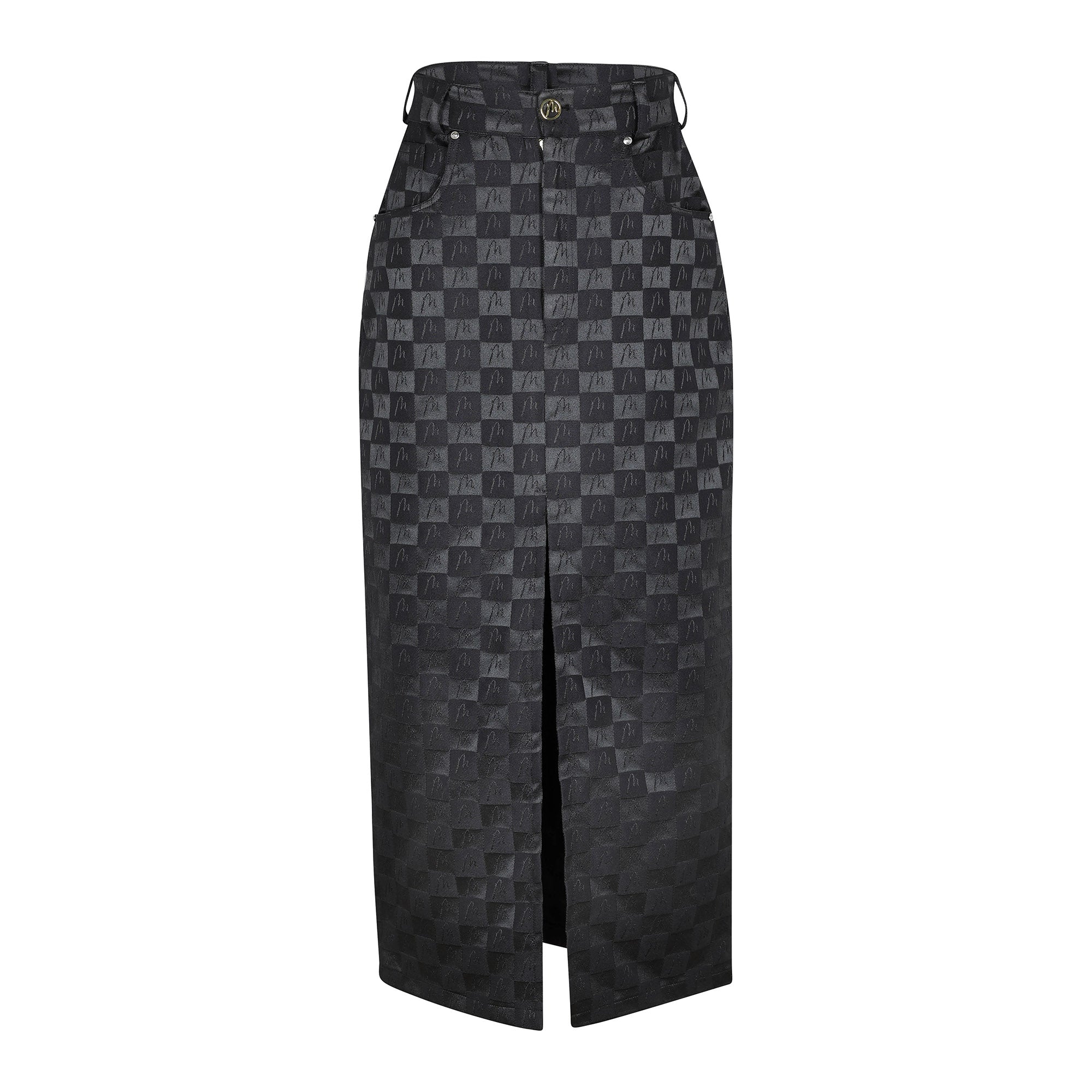 Malondie Manyx Front-Back Slit Skirt