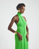 Malondie Acid-Green Slinky Maxi Dress