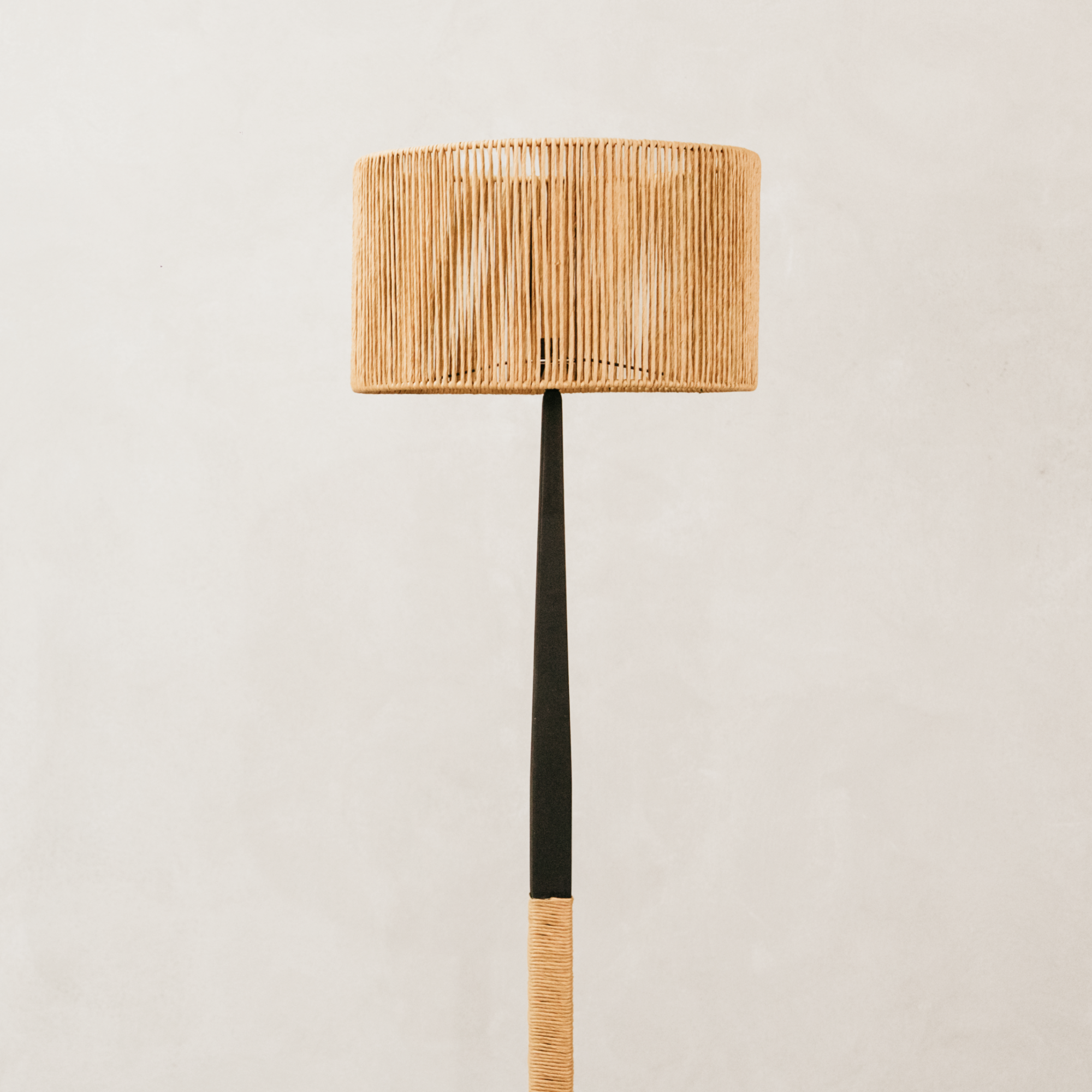 Mbele Floor Lamp with Paper Rope Shade – Black