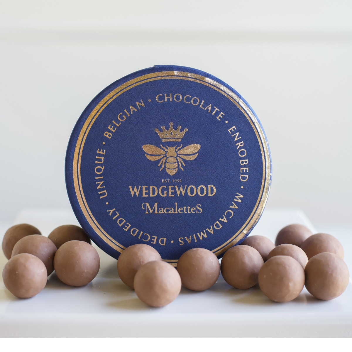 Milk Belgian Chocolate & Sea Salt Wedgewood Macalette Hat Box (Next Day Delivery Product)