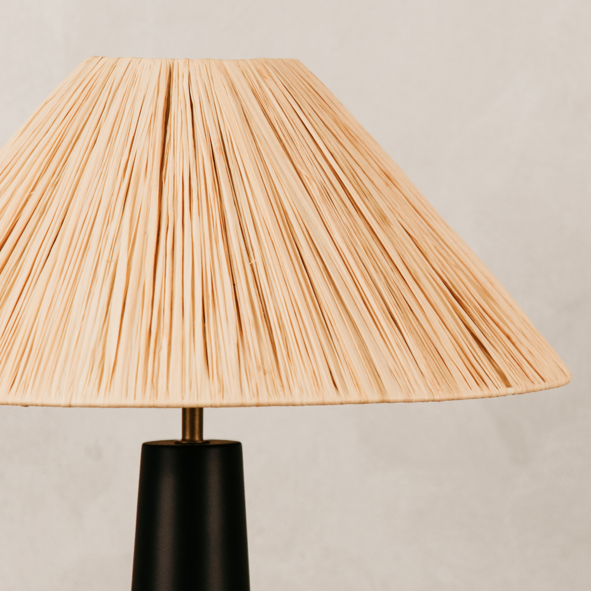 Mitaria Table Lamp with Raffia Shade – Black