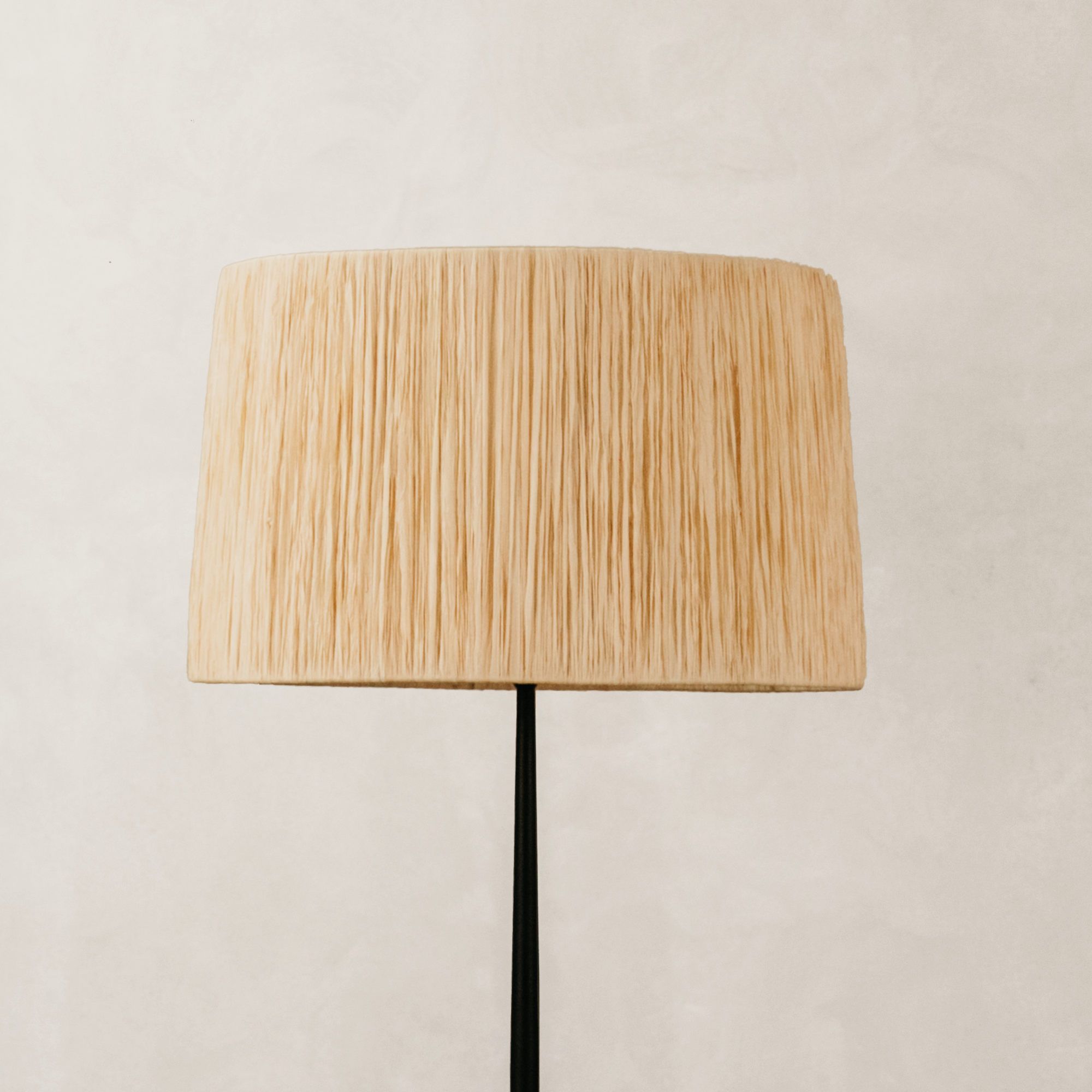 Mkuki Floor Lamp with Raffia Shade – Black