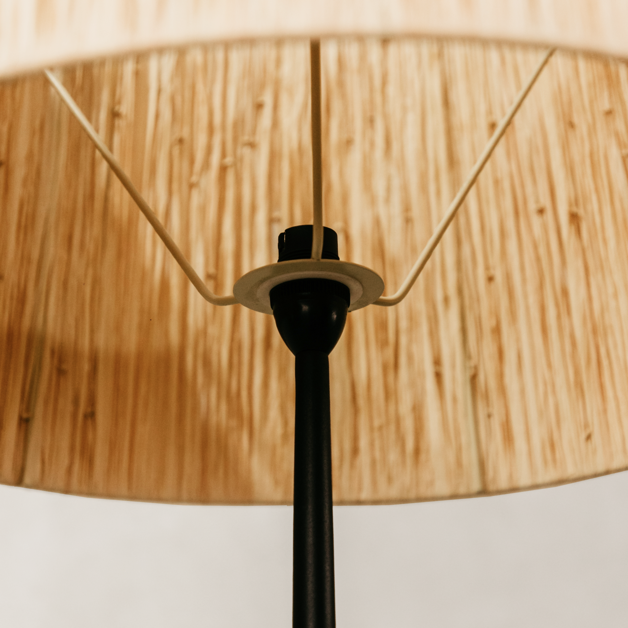 Mkuki Floor Lamp with Raffia Shade – Black