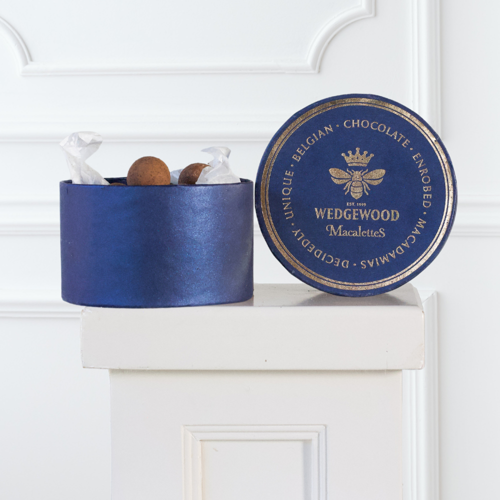 Milk Belgian Chocolate & Sea Salt Wedgewood Macalette Hat Box (Next Day Delivery Product)