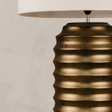 Ndebele Table Lamp with Linen Shade – Gold
