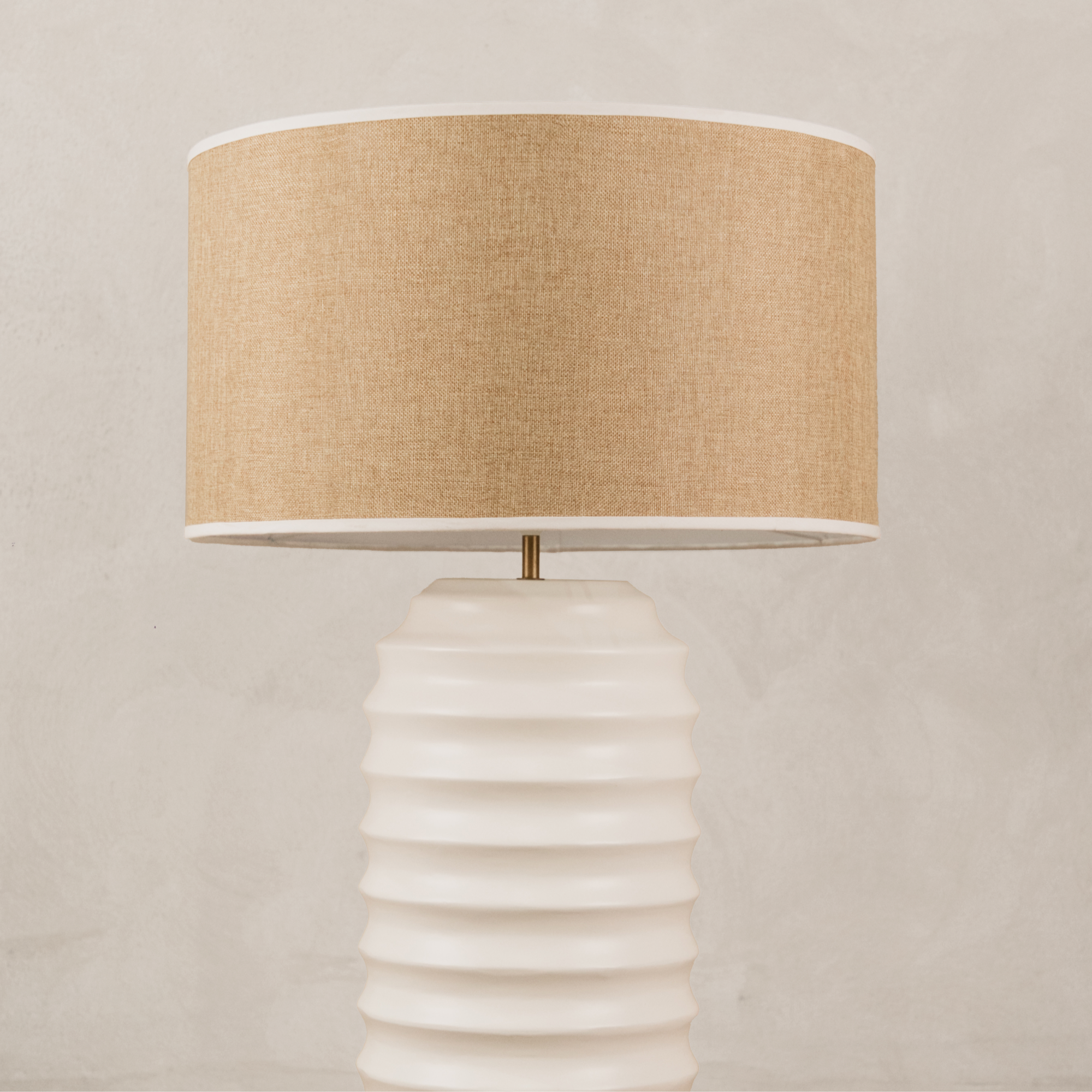 Ndebele Table Lamp with Linen Shade – White