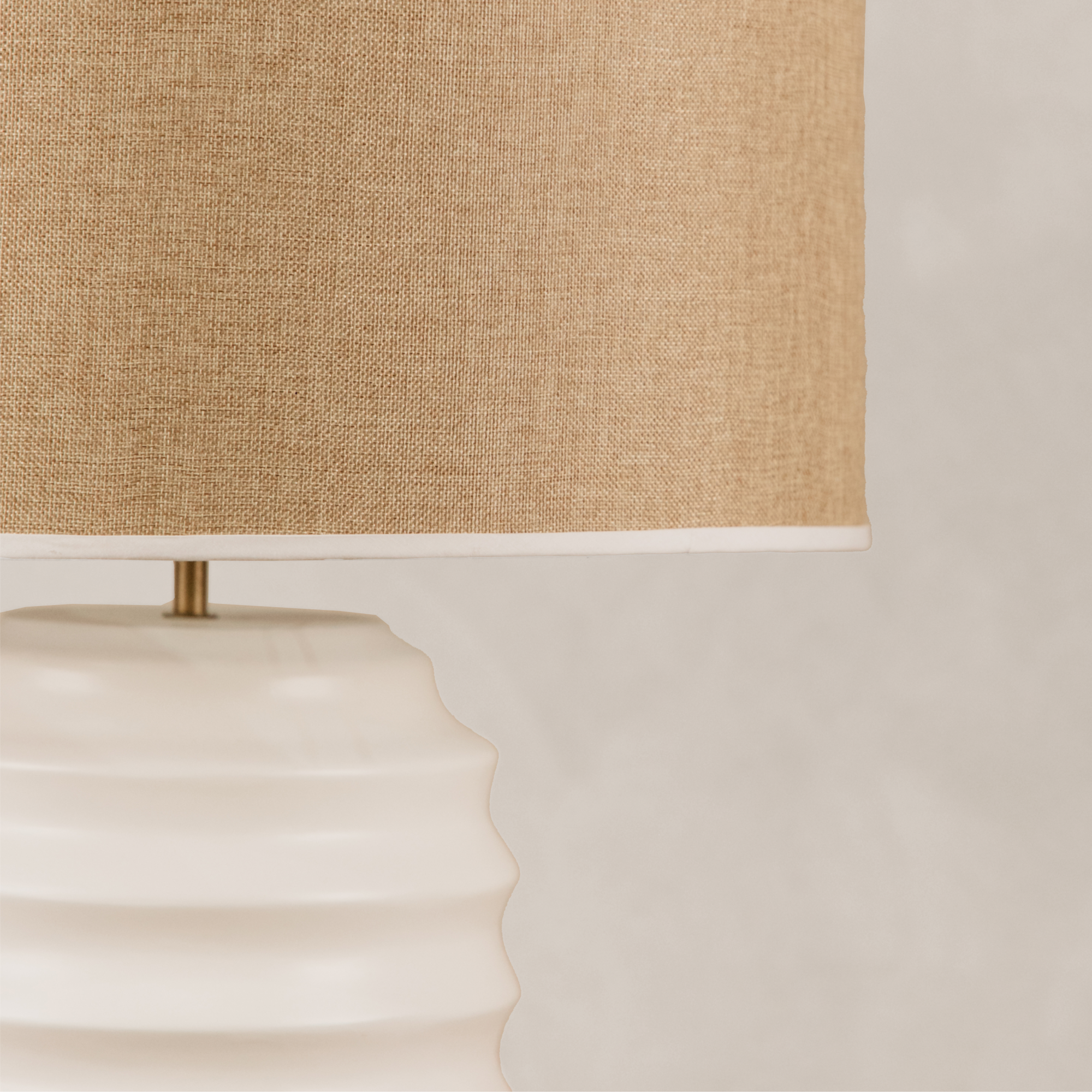 Ndebele Table Lamp with Linen Shade – White