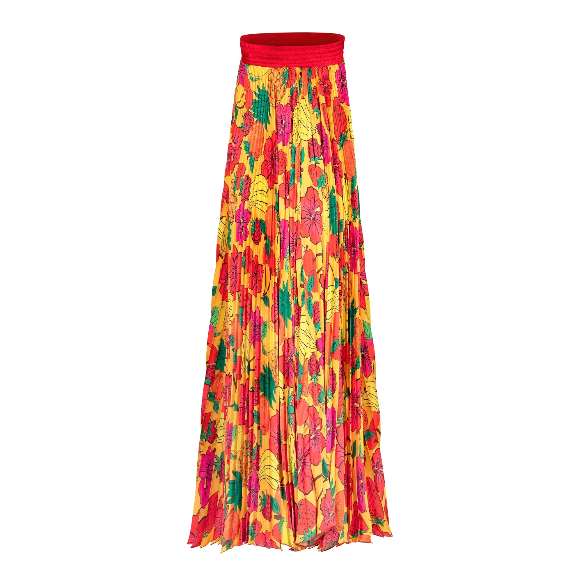 Fruits Pleated Maxi Dress