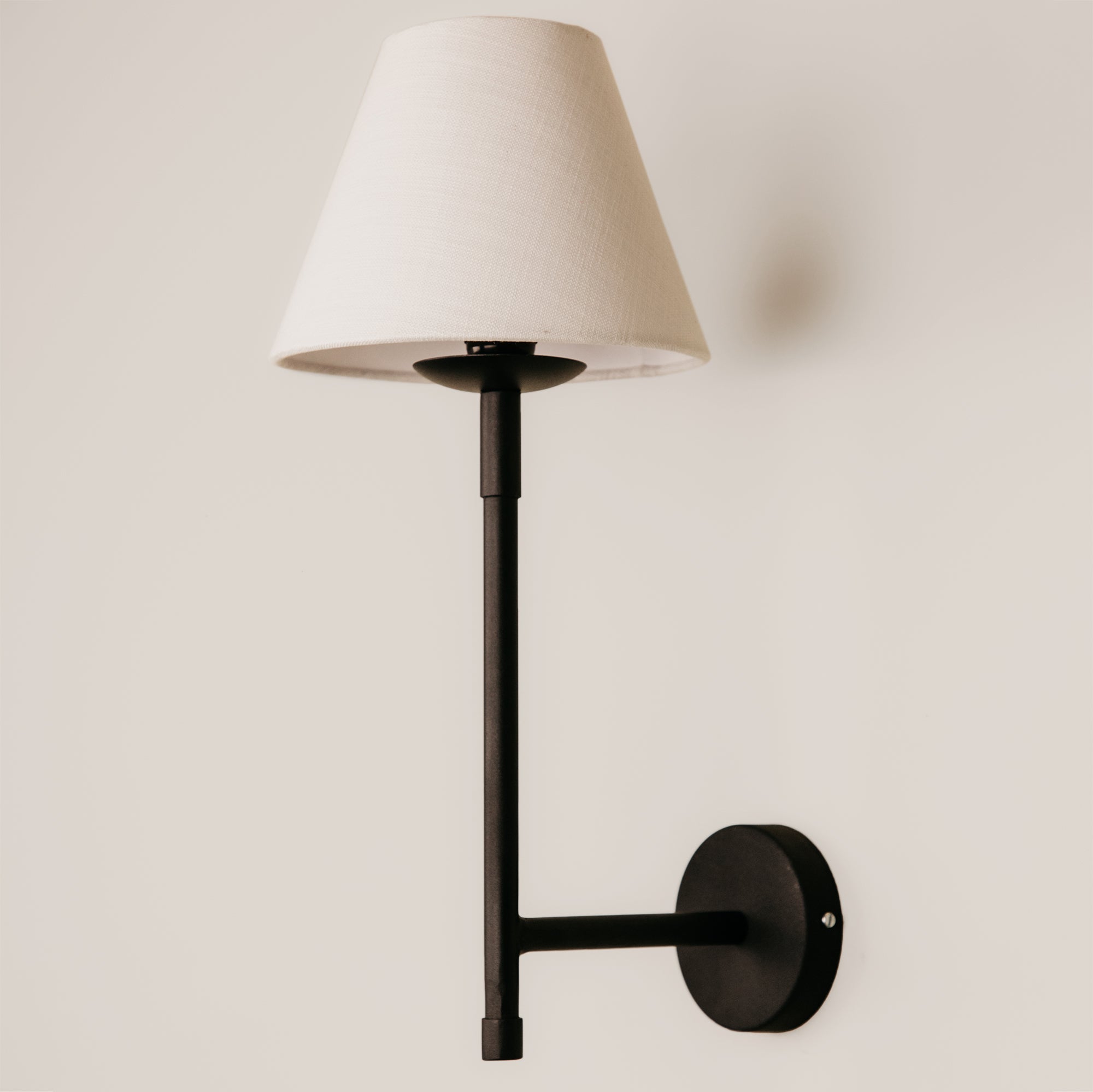 Olympic Wall Light with Tapered Linen Shade – Black