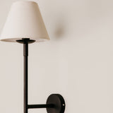 Olympic Wall Light with Tapered Linen Shade – Black