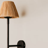 Olympic Wall Light with Tapered Raffia Shade – Black